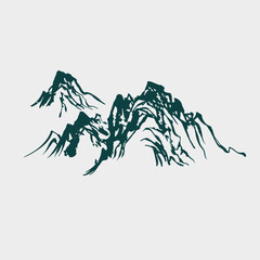 Obraz premium mountains set japanese chinese vector ink traditional asian design isolated