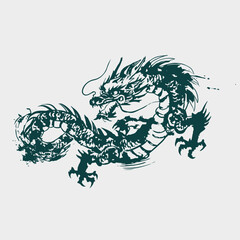 dragon japanese chinese vector ink traditional asian design isolated