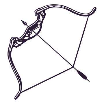 Archery bow and arrow black and white