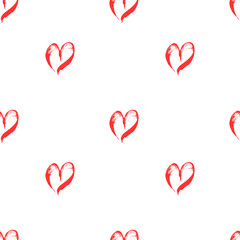 Vector seamless pattern with hand drawn abstract heart. Cover, textile print. Minimal style.	