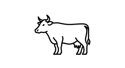Fototapeta premium Minimalist Hand-Drawn Cow Illustration for Farming and Agriculture Topics