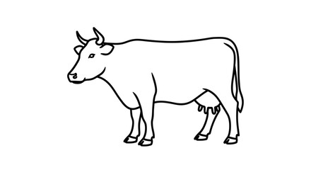 Simple Line Drawing of a Calf Illustration for Educational Use