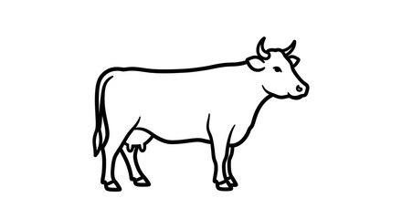 Fototapeta premium Simple Line Drawing of a Cow for Agricultural and Farm Content