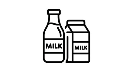 Fototapeta premium Simple Illustration of Milk Bottle and Carton on White Background