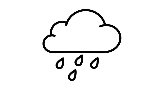 Weather Icon Depicting Raincloud and Droplets for Forecast Symbols