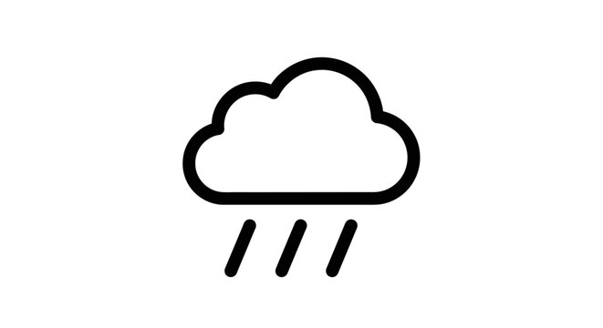 Minimalist Weather Icon Illustration of Cloud with Raindrops for Weather Forecasts