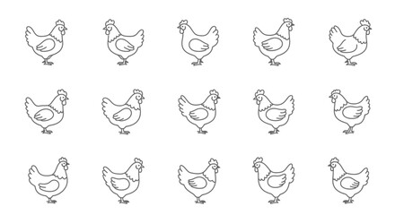 Fototapeta premium Collection of Hand-Drawn Chicken Illustrations for Animal and Farm Themes
