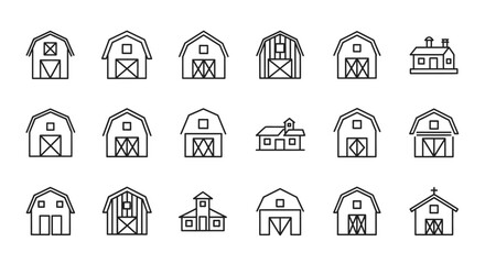 Fototapeta premium Collection of Modern Barn and Farmhouse Structures for Rural Design Themes