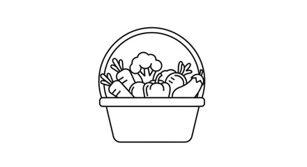 Fototapeta premium Fresh Vegetable Basket With Carrots, Tomatoes, Lettuce And Broccoli In Rustic Bowl