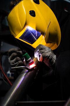 Welder joins custom exhaust using TIG with tungsten electrode and argon