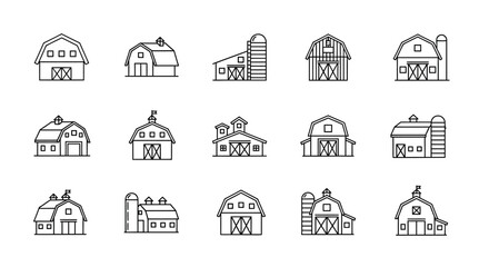 Fototapeta premium Collection of Simple Building Icon Illustrations for Architecture and Construction Visuals