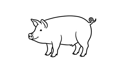 Fototapeta premium Cute Hand-Drawn Pig Illustration for Agriculture and Animal Illustration Projects