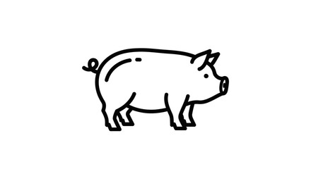 Fototapeta premium Simple Hand-Drawn Pig Illustration for Kids or Educational Projects