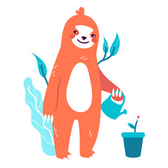 Naklejka premium Sloth cute plant animal