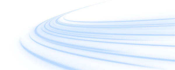 Electric cyan neon vortex spirals rapidly into the distance. Motion blur emphasizes speed and energy. Ideal for cyber and sci-fi themed designs. PNG © Extrastock