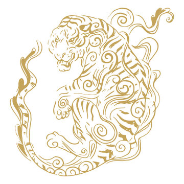 Chinese tiger element hand drawn