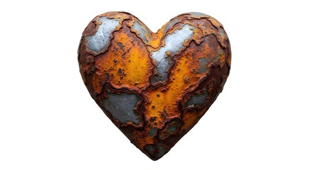 Rusty Metal Heart Shaped with Visible Patina and Texture