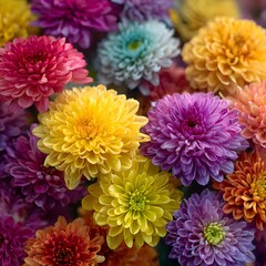 A vibrant bouquet of colorful flowers in full bloom