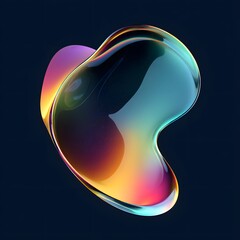 A vibrant, colorful, and abstract 3D illustration of a liquid shape