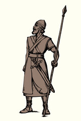Fototapeta premium Vector illustration of a man with a spear.