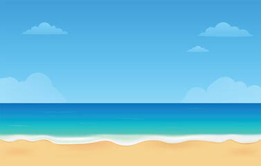 Sunny Beach with Blue Sea and Sky