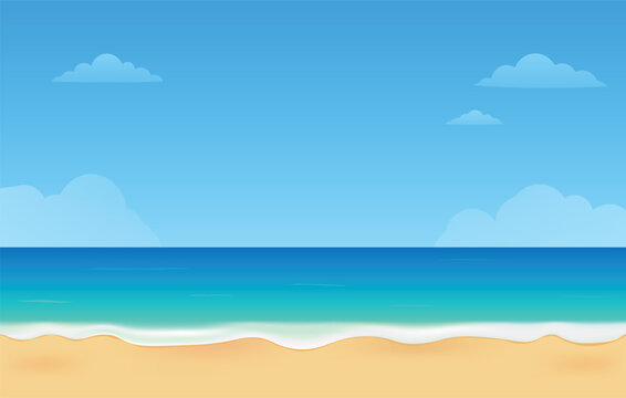 Sunny Beach with Blue Sea and Sky