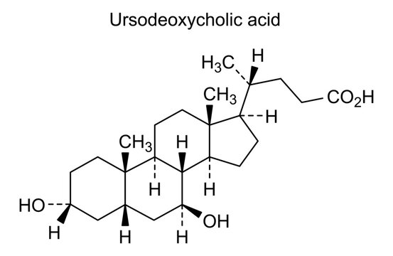 Ursodeoxycholic acid, chemical structure of ursodeoxycholic acid, drug substance