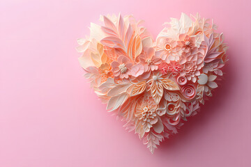 Obraz premium Beautiful heart shaped floral arrangement in soft pink hues
