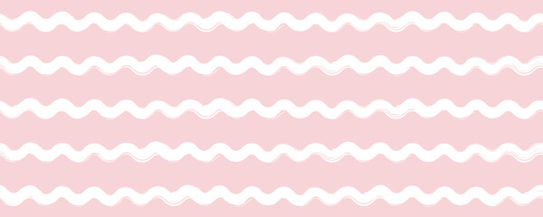 Baby wavy pattern. Girly striped backdrop. Nursery or baby girl wallpaper with pastel colors. Vector illustration.