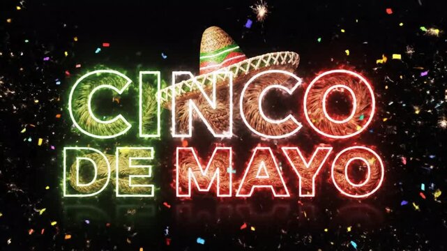 Vibrant Cinco de Mayo Celebration with Fireworks and Sombrero