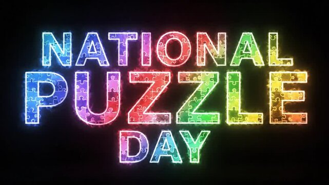 National Puzzle Day Colorful Glowing Puzzle Pieces