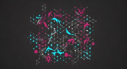 Fototapeta premium A vibrant celebration of art features abstract neon music notes glowing like magic stars against a black space background with colorful vector hearts and festive light decorations