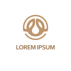 Abstract Circular Floral Logo Icon, Modern Organic Leaf Symbol in Round Frame, Elegant Gold Wellness Monogram, Minimalist Nature Identity Design for Spa Beauty and Healthcare Brand