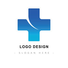 Modern Blue Medical Cross Logo Design on Beige Background with Fluid Gradient Curves for Healthcare Branding Professional Clinic Identity Wellness Hospital