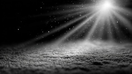 A faint, wide beam of light, almost invisible, suggesting a shape in the darkness