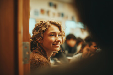 Curiosity and engagement in a classroom setting through a half-open door