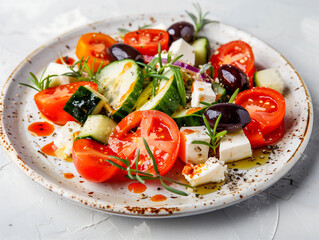 Mediterranean salad with tomatoes olives and feta