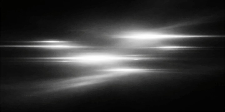 An abstract black and white light background features a dark smoke texture and a glowing spotlight flash across a gray night sky pattern