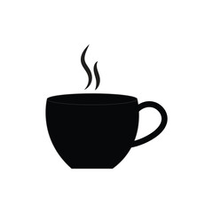 Hot Coffee Cup Silhouette Icon for Cafes.