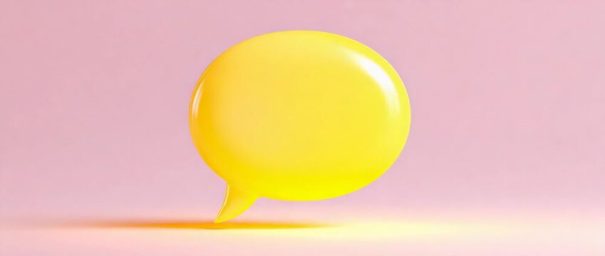 Glossy 3D pastel speech bubble animation isolated on pastel background, colorful gradient chat icon, social media communication and message concept.