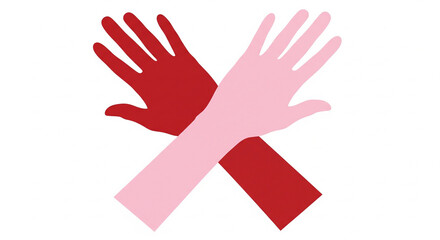 Obraz premium Hands crossed in solidarity with red and pink hands