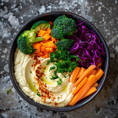 Colorful vegetable bowl with fresh ingredients