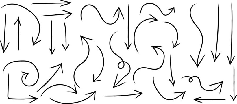 Collection of various curved and straight arrows on a white background for navigation and direction