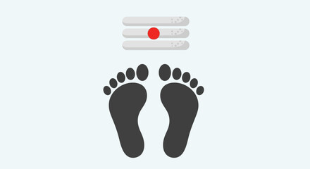 Japanese flag and footprint illustration on white background.