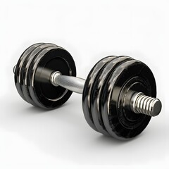 Adjustable dumbbell with Image black plates and silver bar on white