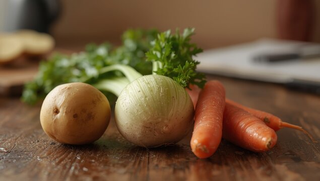 Celery root, potato, and carrot for soup making