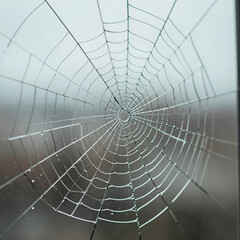 Obraz premium Cracked window glass with a spider web pattern