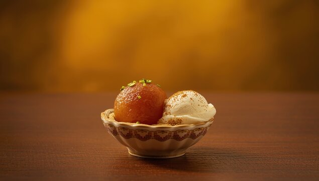 Classic Indian sweet served with vanilla ice cream
