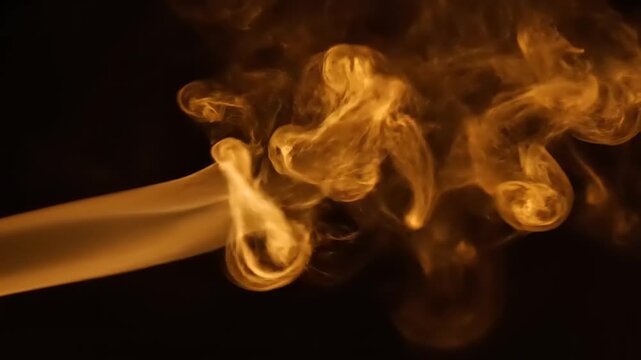 Swirling Smoke Patterns in Dark Studio, Close-Up Nature Video, Abstract Artistic Environment
