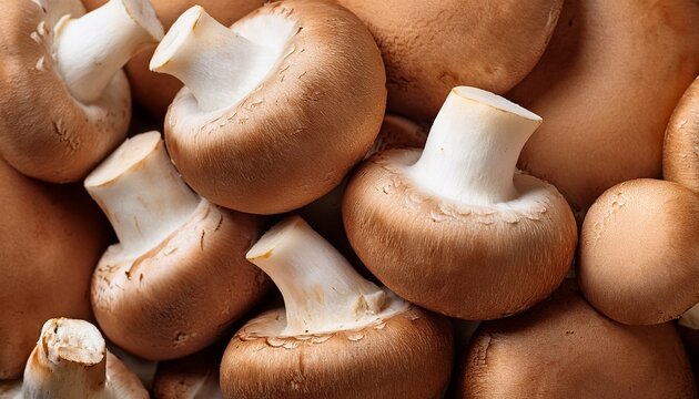 Fresh Raw Pioppini Mushrooms Background Texture In Restaurant